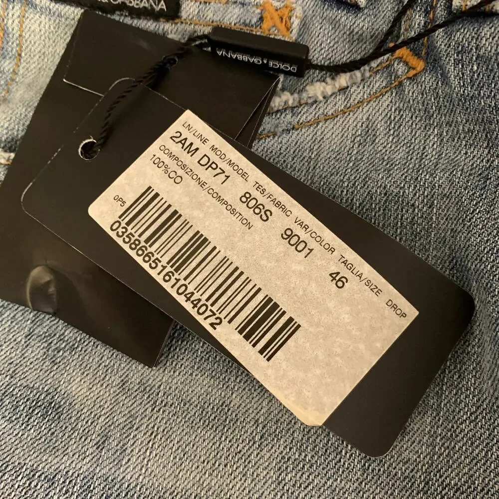 DOLCE & GABBANA Size 30 Blue Multi-Color Graphic Denim Button Fly Jeans